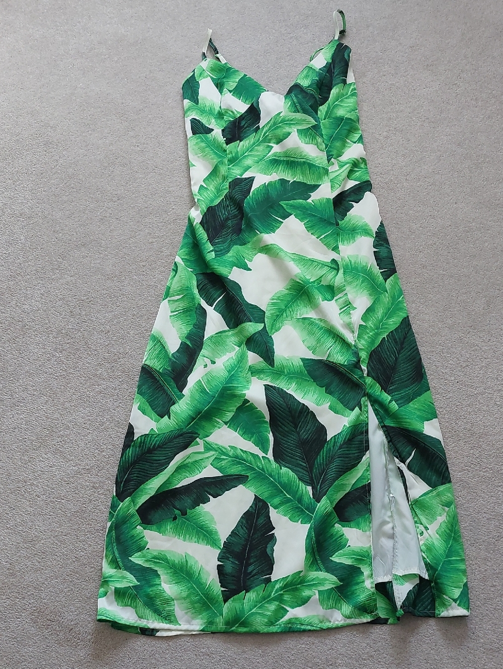 Forever 21 Green Leaf Print Slip Dress